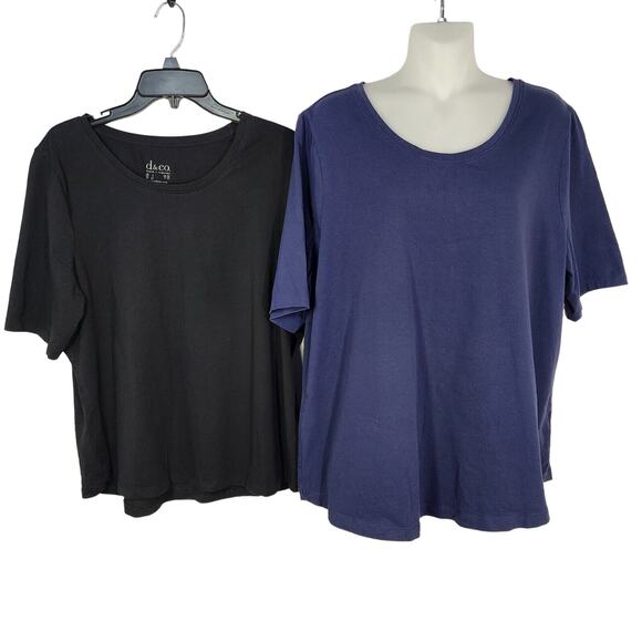 Denim & Co. Women Tops Large Essentials AnyWear Jersey Set 2 Blue Black A378932 - Picture 1 of 11